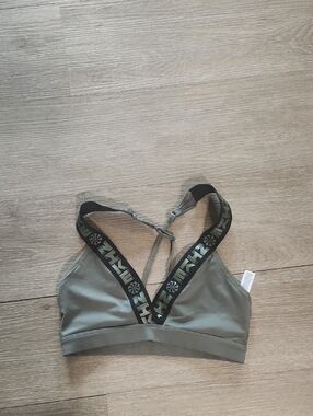 Nike Olive Green Strappy Sports Bra with Branded Elastic
